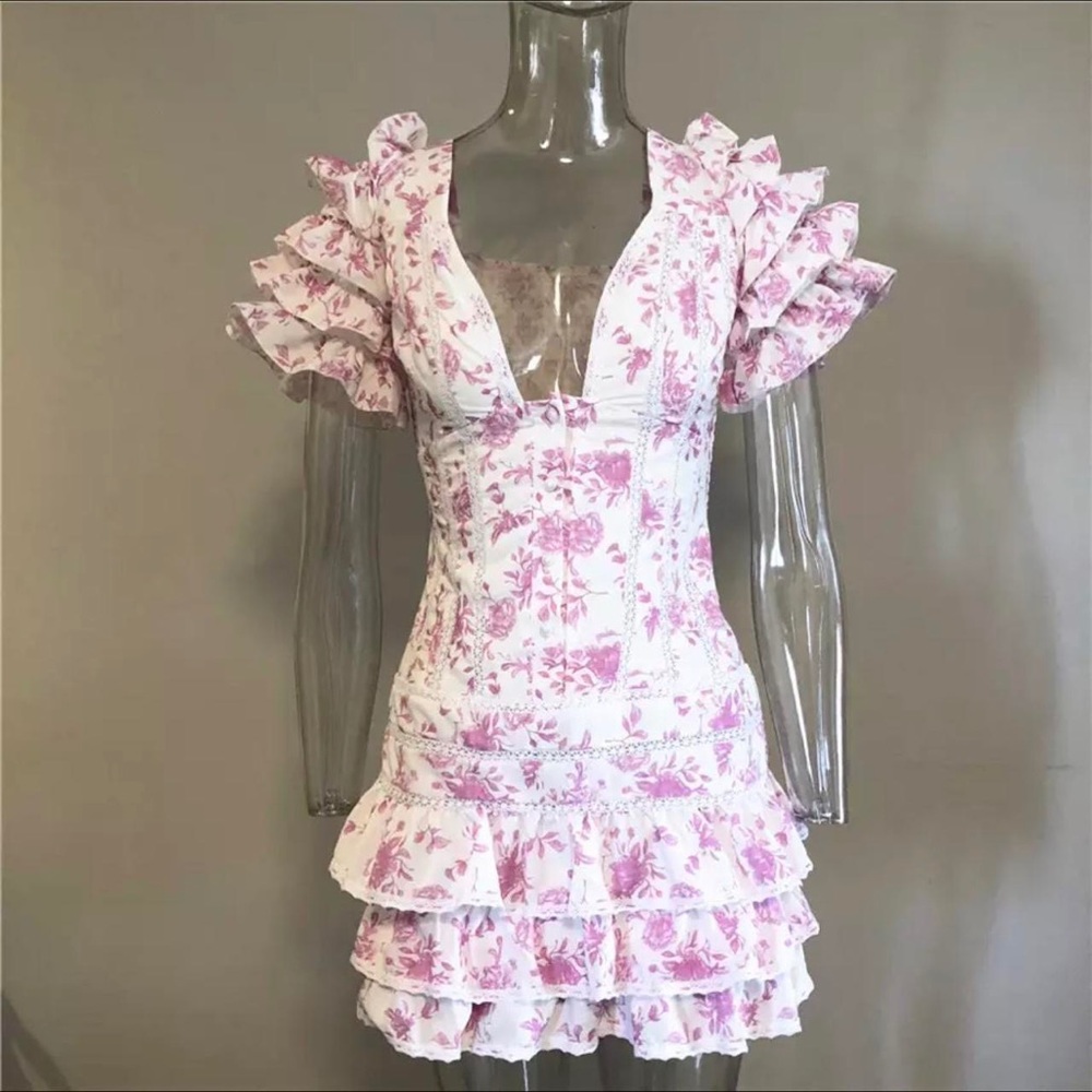 coral ruffle corset sorority dress